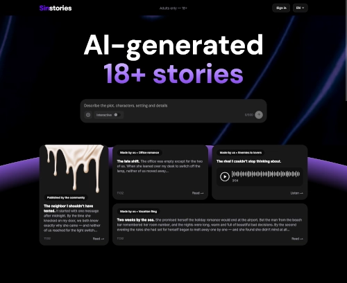 Screenshot from Sinstories.app for review purposes Review screenshot Sinstories.app